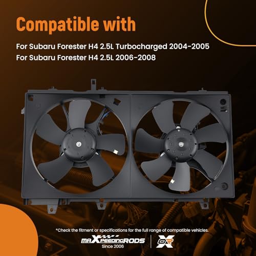 Image of maXpeedingrods Dual Radiator Cooling Fan Assembly w /Shroud for Subaru Forester 2004-2008 H4 2.5L 45121FE001 45122SA000 FA70507