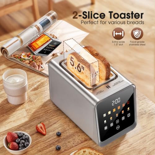 Toaster 2 Slice, Smart Touch Screen, 1.5-In Wide Slots, Digital Timer, 900W - Image 4