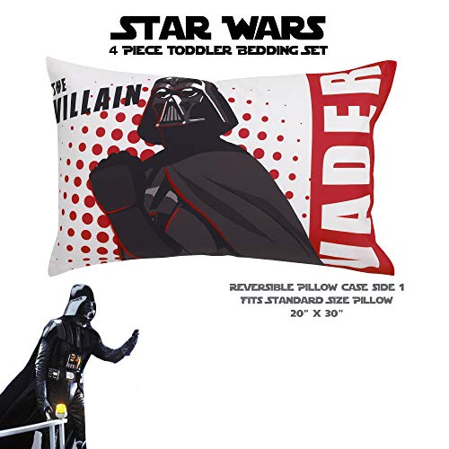 Disney Star Wars Galaxies Await 4 Piece Toddler Bedding Set Fitted Sheet, Pillow Case, Top Sheet, And Comforter Quilt - Blue #TOP5