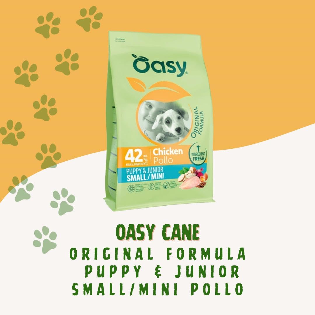 Oasy Puppy - Pienso para perros pequeños/mini pollo, 2 kg, alimento completo para perros cachorros de talla pequeña y mini sabor pollo, paquete de 2 kg, 2 kg