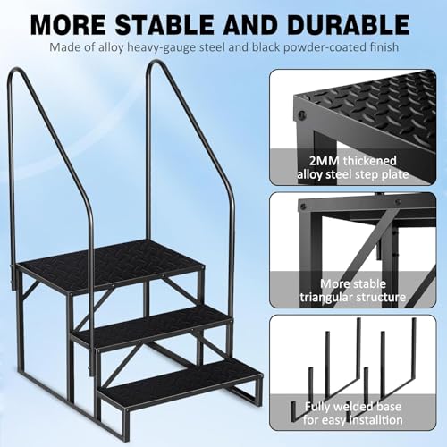 Escalera resistente para piscina sobre suelo con pasamanos y capacidad 660 lb miniatura 3