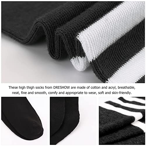 Image of DRESHOW Extra Long High Thigh Socks Striped Over Knee Thin Tights Long Stocking
