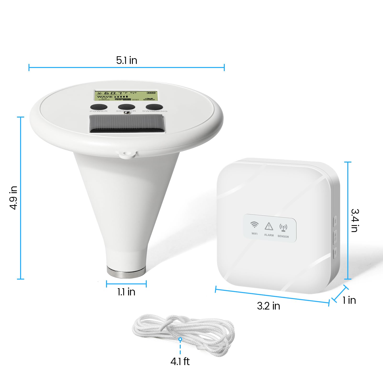 Alarma de piscina WiFi, onda solar sensible, control inteligente, alarma dual, dispositivo y app, ofrece protección