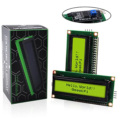 Geeekpi 2-Pack I2C 1602 Lcd Display Module 16X2 Character Serial Yellow Backlight Lcd Module For Raspberry Pi Arduino Stm32 Diy Maker Project Nanopi Bpi Tinker Board Electrical Iot Internet Of Things thumb #1