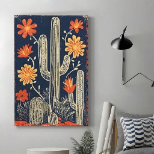 Toile murale cactus impressions artistiques déco salon 21x30