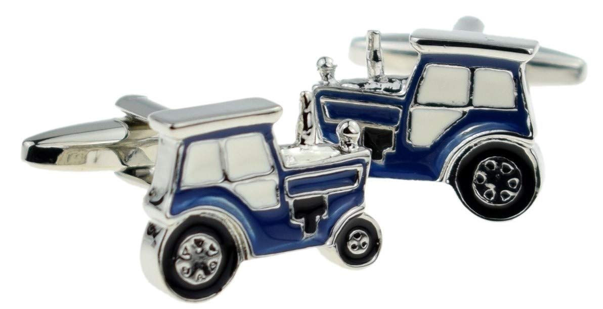Gemelolandia | Gemelos Para Camisa Tractor Azul Gemelos Originales Para Camisas | Para Hombres y Niños | Regalos Para Bodas, Comuniones, Bautizos y Otros Eventos