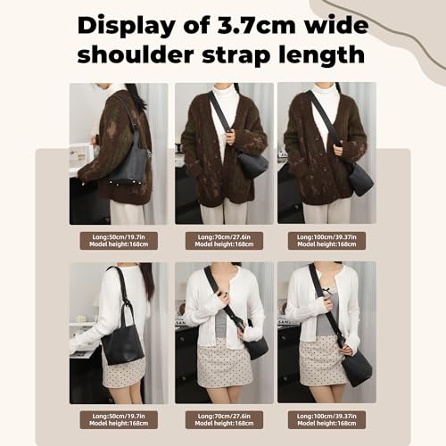 TC Leather Strap for Hermes Picotin/Lindy/Evelyne Bag, Multi Length Handmade Cowhide Crossbody Purse Strap for Handbag【27.6inch Long, 1.5inch Wide, Black (Gold Studs)】2