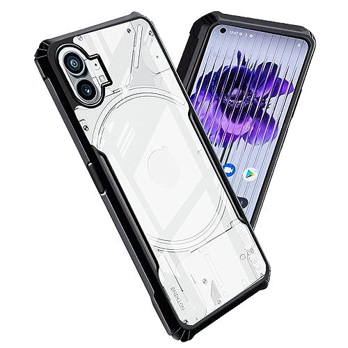 Image of A rtistque Clear Hard Transparent Acrylic Armor Anti-Drop Shockproof TPU Edge Back Cover Case for Nothing Phone 1 - Black