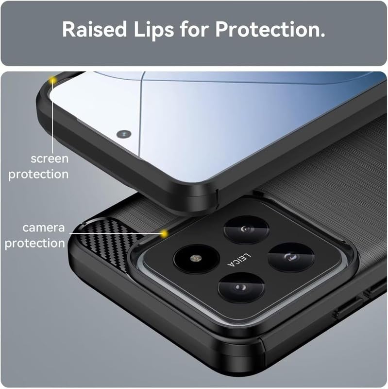 Image of NPRC Hybrid Ultra Slim Protective Case TPU Non-Slip Carbon Fiber Texture Shockproof Case Cover for Redmi 14 Ultra - Black