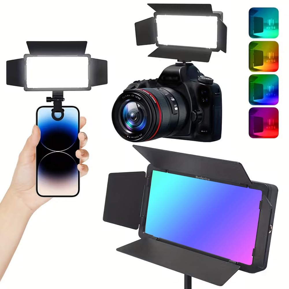 BROLAVIYA Four-Leaf Baffle Spotlight, 2000mAh Rechargeable, Full Color RGB Video Pocket Light with Portable Clip and 1/4 Screw Hole for Mobile Phones, Cameras, Laptops, iPads, Selfie, Photography-image-28