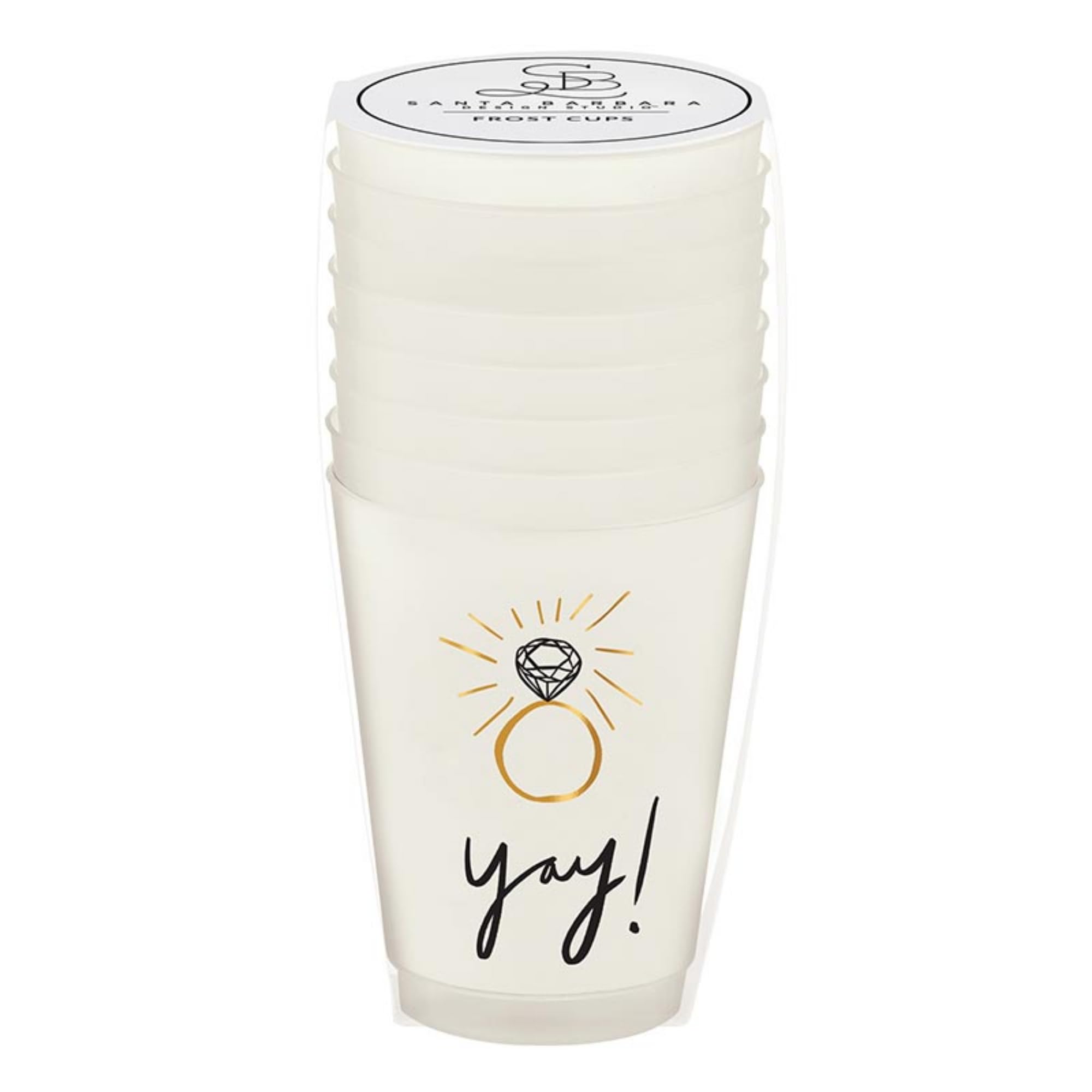 Santa Barbara Design Studio Wedding Bridal Shower Engagement Party Cups 8-Count Reusable BPA-Free Plastic Cups, 16-Ounce, Yay
