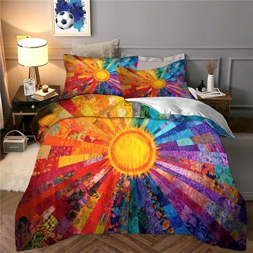 Style astronomie vintage parure de lit soleil lune microfibre 220x240 - 6
