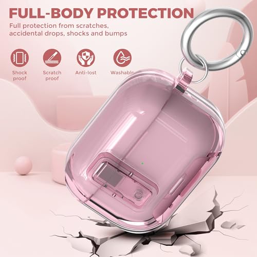 Image of Compatible with Airpods Pro 3 Case Clear with Lock Phone Stand, Soft TPU Magnetic Automatic Lock Apple AirPods Pro 3rd Generation Protective Cover Skin Women Men + Cleaning Kit for iPod Pro3 Case Pink