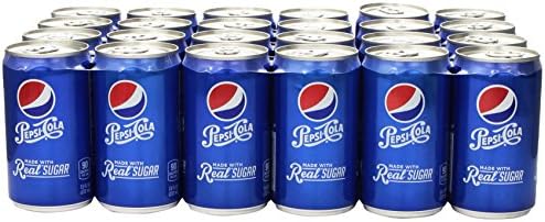 Pepsi Made with Real Sugar, 7.5 Fl Oz Mini Cans, 24 Pack