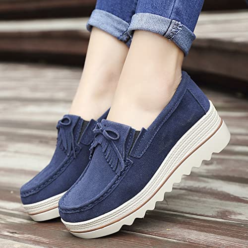 Image of YING LAN Women Slip On Loafers Comfort Suede Moccasins Wide Low Top Shoes