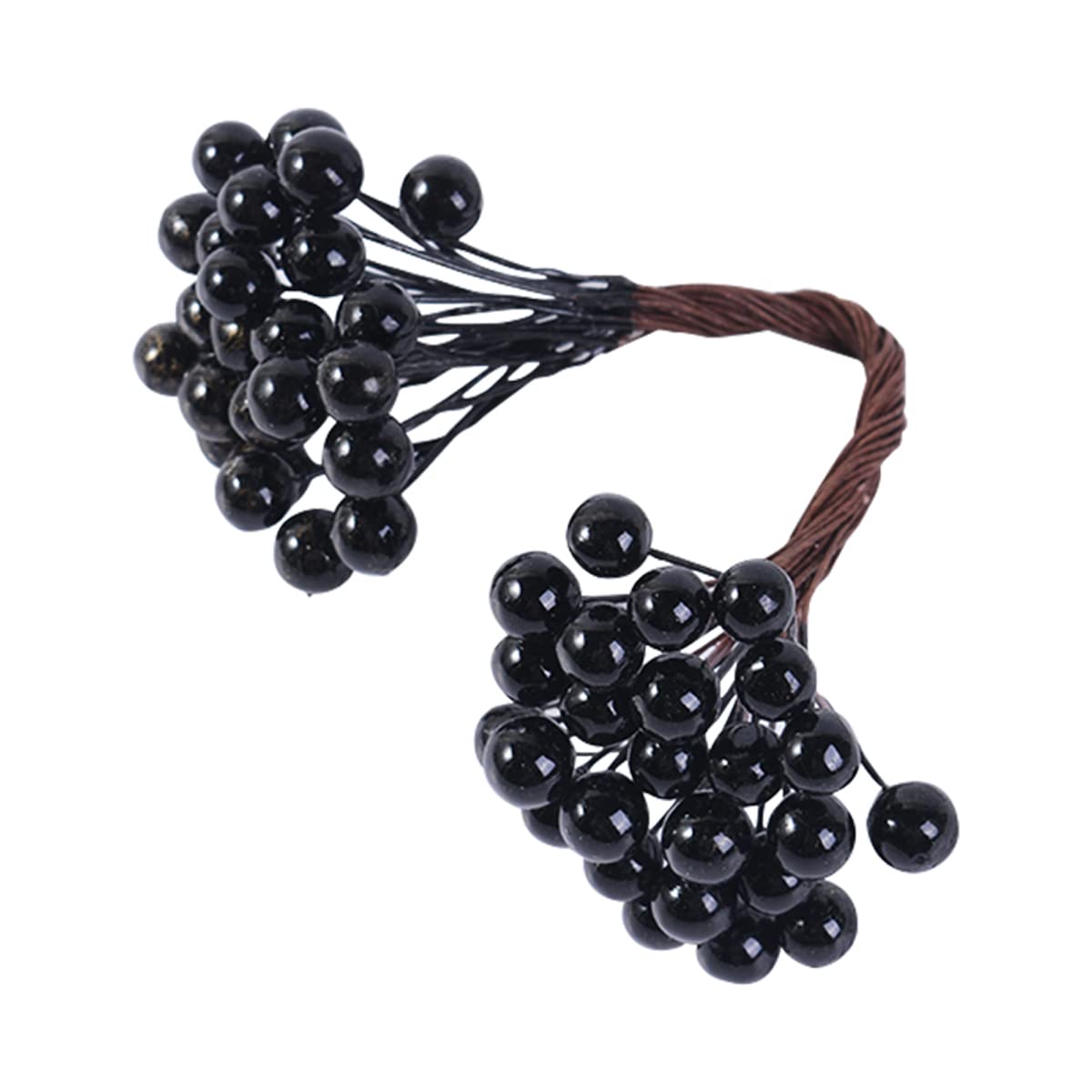Cozylkx 25pcs Artificial Berry Stems Christmas Holly Berries 6mm Fake Berries for Floral Arrangement Tree Decorations Wreath Craft,Black