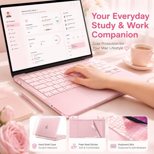 Image of EooCoo for MacBook Neo Case 13 inch 2026, 100% Match Color, 3 in 1 Kit | Blush Clear, Anti-Fingerprint & Scratch & Crack, Sturdy, Mac Neo Accessories, Ready for School, Work & Travel