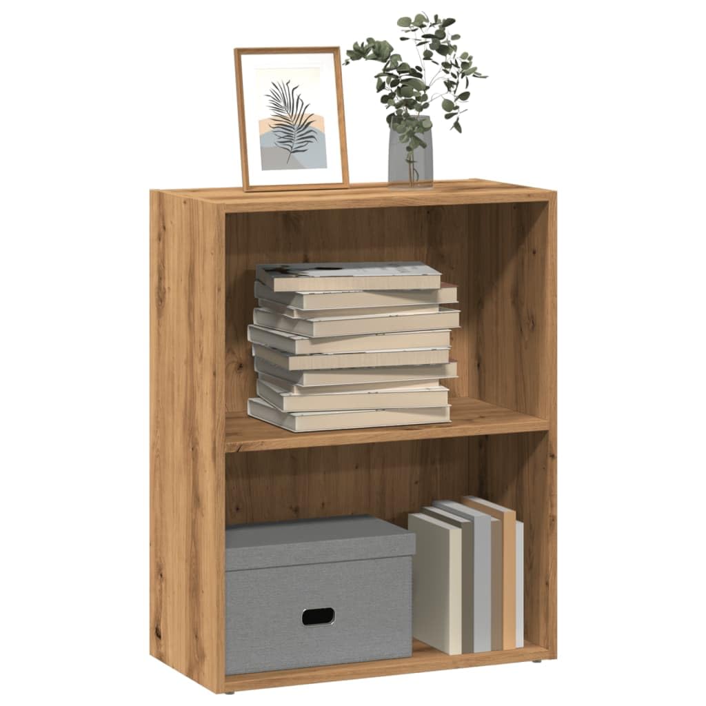 Bücherregal Artisan-Eiche aus Holzwerkstoff 60x30x77 cm freistehend mit Fächern, schmales Regalsystem für Wohnzimmer, Büro, Arbeitszimmer als Aufbewahrung, Raumteiler