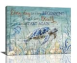 Sea Turtle Wall Art Turtle Pictures Wall Decor Inspirational Quotes Canvas Painting Print Ocean Artwork Modern Home Decor Framed for Living room Bedroom Bathroom 12' X16“