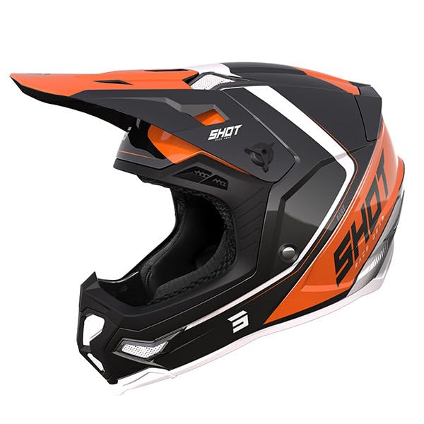 SHOT RACE GEAR Casque Motocross Core Fast Orange Pearly – Casque Moto Cross Enduro Off-Road – Coque Tri Composite – Ultra Léger 1250 g – Ventilation...