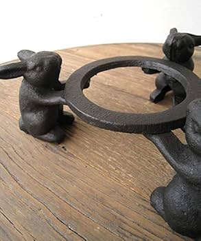 Amazon.co.jp: 五徳 鉄製 うさぎ ウサギ 兎 鉄器 アイアン