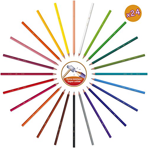 BIC Kids Mallette de Coloriage - 24 Crayons de Couleurs/24 Feutres/16 Craies et 36 Stickers à Colorier