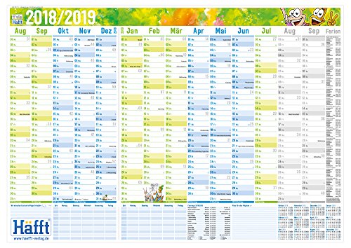Häfft Wandkalender Schuljahr 2018/2019 89x63cm (größer als A1), gefalzt, Schuljahreskalender 14 M