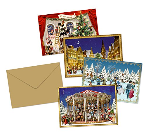 Lot de 4u00a0cartes Calendrier de l'Avent par Coppenrath - 4u00a0illustrations différentes de style victorien