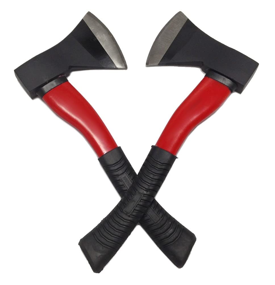 EDMBG Set of 2 Camping Hatchets Multi Functional Axe Fiberglass Handle 15" Survival