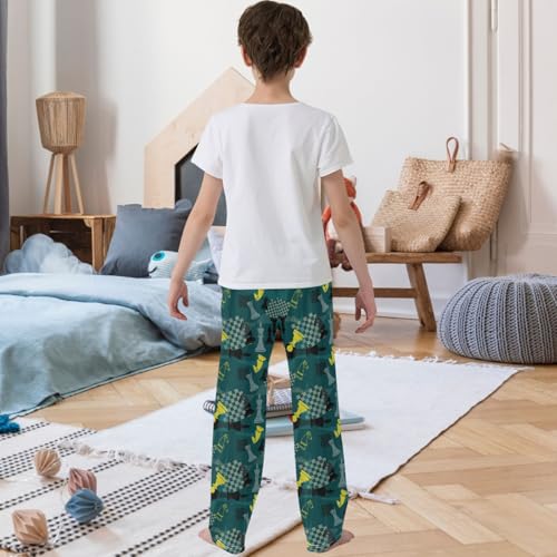Boy's Pants Doodle Chess Piece Pattern Jogger Pants Elastic Waist Long Bottoms Trousers with Pockets 6-14 Years3