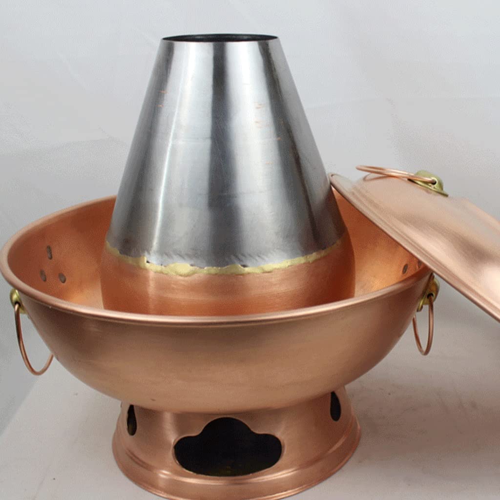 Old Beijing - Olla caliente de cobre puro hecha a mano, hecha a mano, de latón, 28 cm