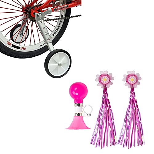 Bicycle Training Wheels For Kids Variable Bike Of 18 20 22 Inch And Kids Bike Horn With 2 Pack Bike Handle Streamers #TOP22