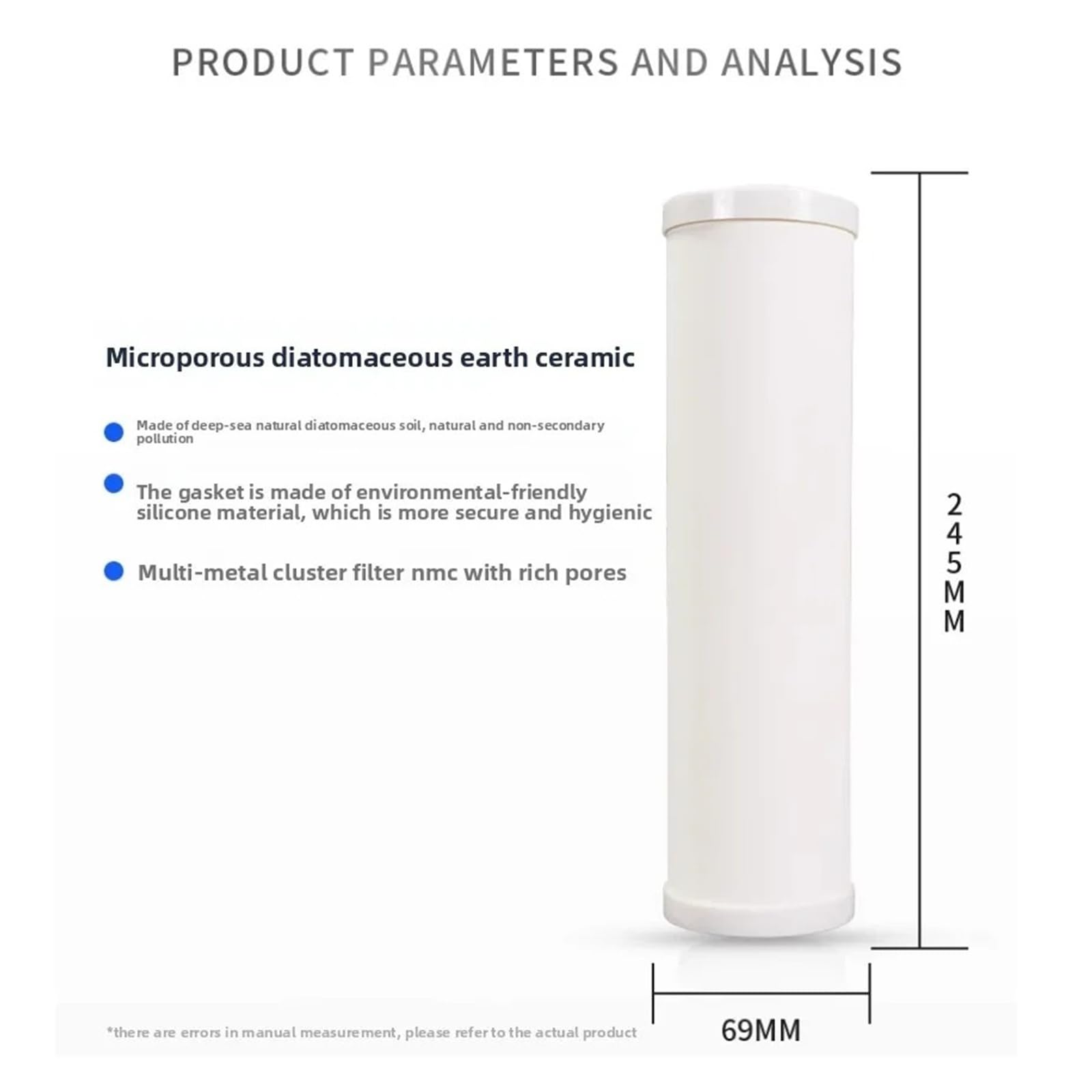Purificador De Agua For El Hogar, Elemento De Filtro De Bebedero Directo De 10 Pulgadas, Núcleo Cerámico De Tierra De Diatomeas, Cartucho De Filtro De Agua(2pcs)