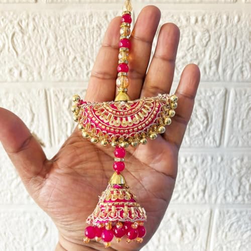 Image of Adikala Craft Store Handmade Ethnic Latkan Tassel Set of 2 for Saree Pallu, Blouse, Suits, Dupatta, Lehenga Decor | Ethnic Saree Pallu, Blouse, Suit, Dupatta & Lehenga Decoration (Rani Pearl)