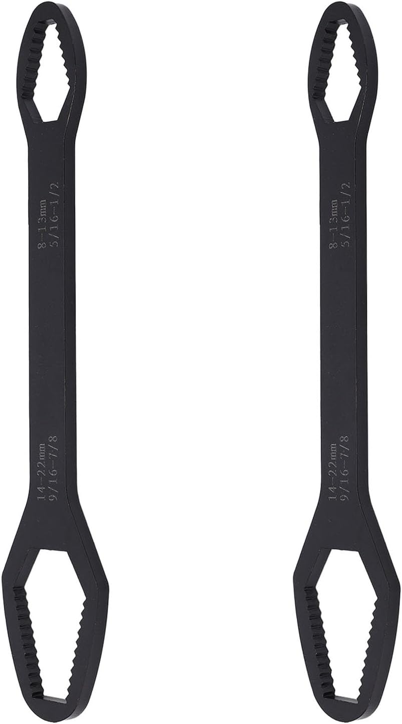 2Pcs Wrench 8‑22mm Double End Self Tightening Multifunctional Hand Tool Set Kit for Repair (F Black Electrophoretic)
