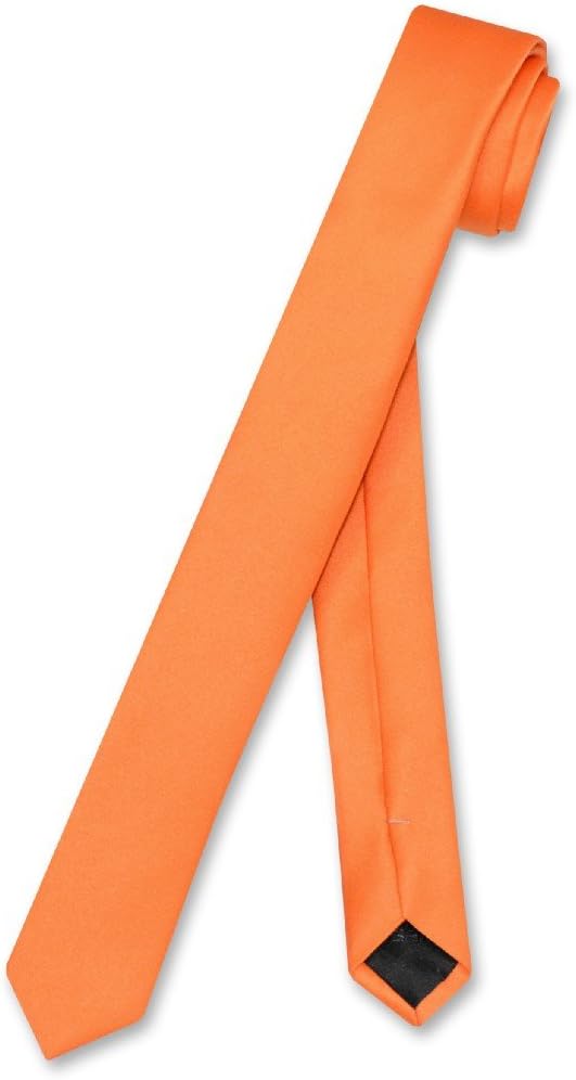 Vesuvio Napoli Narrow NeckTie Extra Skinny Solid Color Mens Thin 1.5" Neck Tie