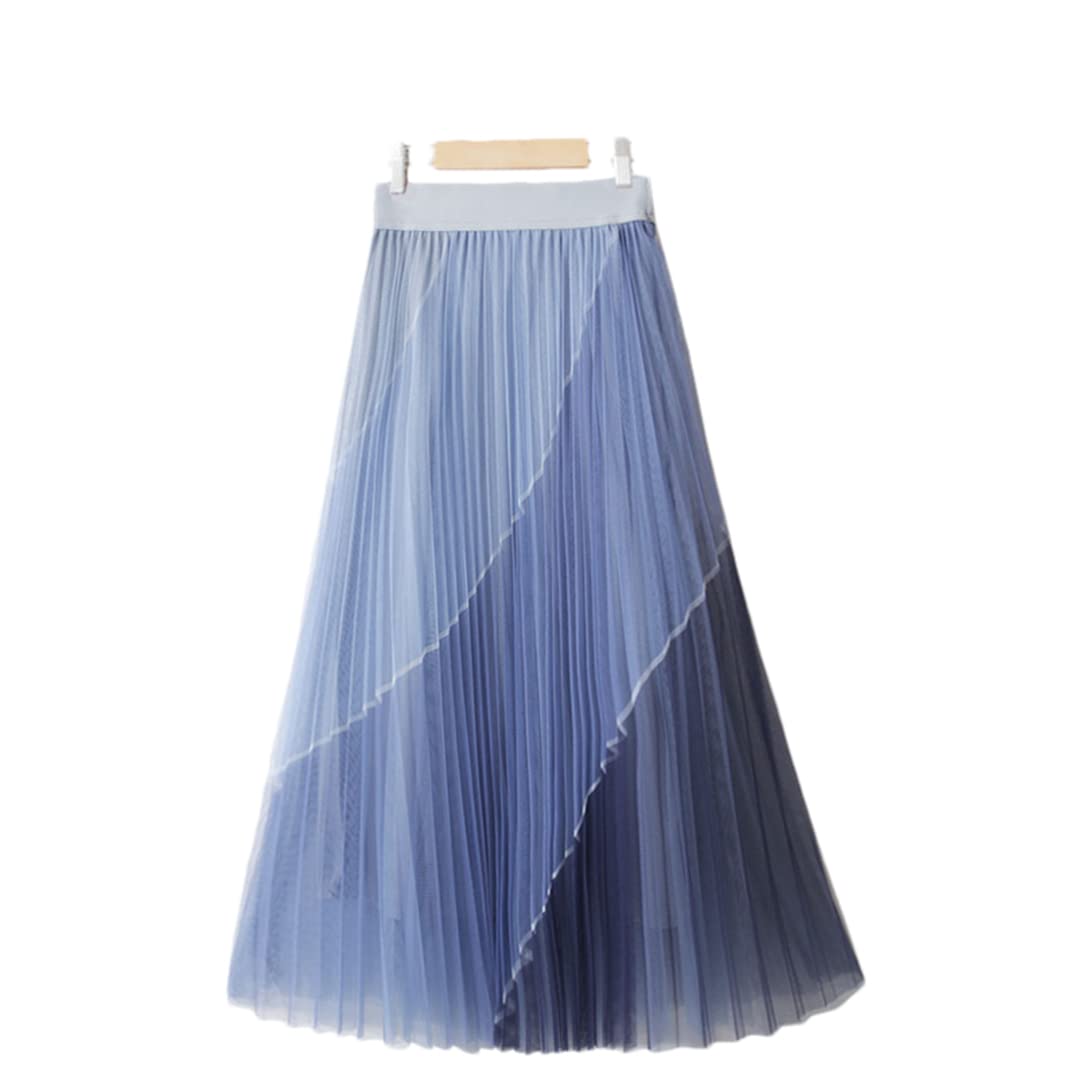 Jupe plissée en tulle coloré Hndudnff taille haute bleue originale - 8