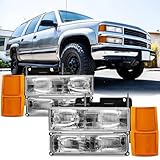 REINKO HEADLIGHTS ASSEMBLY COMPATIBLE WITH 94-98 OBS CHEVY TRUCK, 1994-1998 CHEVY SILVERADO, 1992-1994 BLAZER,92-99 CHEVY SUBURBAN,95-00 CHEVY TAHOE(ONLY 2000 TAHOE LIMITED/Z71),HEADLAMP FACTORY STYLE
