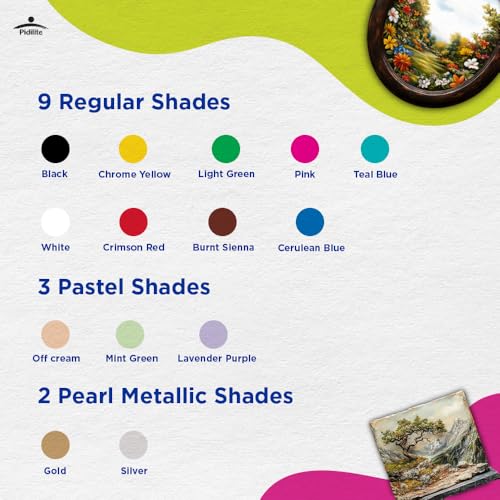 Image of Fevicryl Carnival Kit, 10 ml x 14 Acrylic Colour in Primary, Pastel & Pearl Metallic Shades, Vibrant Paints for Canvas, Fabric, Wood, Glass, Non-Toxic, DIY Art & Craft