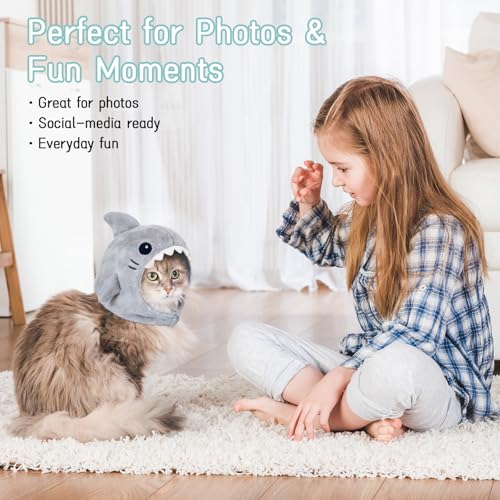 Shark Cat Hat Costume, Winter Hat for Cats &amp; Small Dogs, Cute Pet Dog Cap Costume Gear for Kitten &amp; Puppy Bonnet (1)