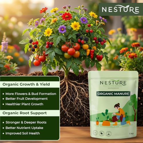 Image of Organic Manure 1kg for Plants | Organic Khad & Plant Fertilizer for Home Garden, Flowering Plants, Pots, Soil & Everyday Gardening
