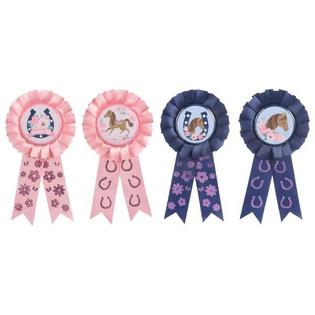 Saddle Up Award Ribbons (Pack of 4) - 5.8" x 3" | Assorted Color - Perfect Party Favors & Unique Giveaways for Memorable Celebrations