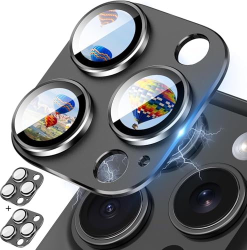 Image of PACK OF 2 Camera Lens Protector For IPHONE 16 PRO / 16 PRO MAX (BLACK) UHD 9H Glass, Anti Drop, Scratch Resistant, Case Friendly, Removable, Waterproof, Heavy Duty Camera Protector.
