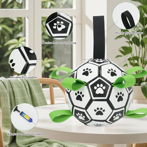 Kypet KYLIINSURE Hundefußball,Hundespielzeug Ball mit Griff und Pumpe,Interaktives Haustierspielzeug,Premium Hundefußball Spielzeug für Mittlere Große Hunde Indoor & Outdoor Unterhaltung(15cm/6in)
