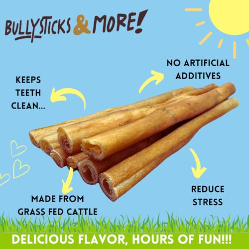 Image of BULLYSTICKS & MORE 12 Inch Beef Collagen Sticks for Dogs (Regular Size - 8 Count)- Bones for Dogs - No Hide Sticks Beef Cheek Rolls