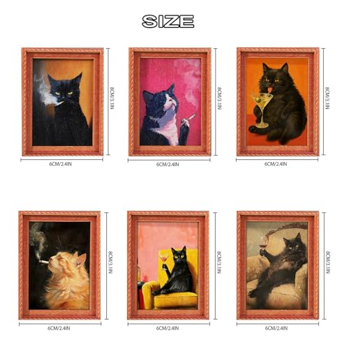 Imanes decorativos con diseño de gato 3D, pack de 6 miniatura 4