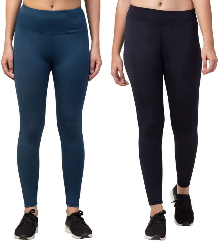 Image of BLUECON Gym wear Leggings Ankle Length Workout Pants | Stretchable Tights | Mid Waist Sports Fitness Yoga Track Pants for Girls & Women (Pack of 2)