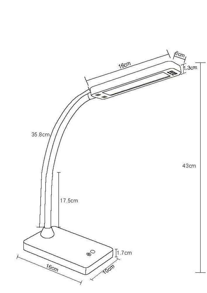 Alco-Albert - Lampe de bureau LED, noire, 16 x 10 x 43 cm
