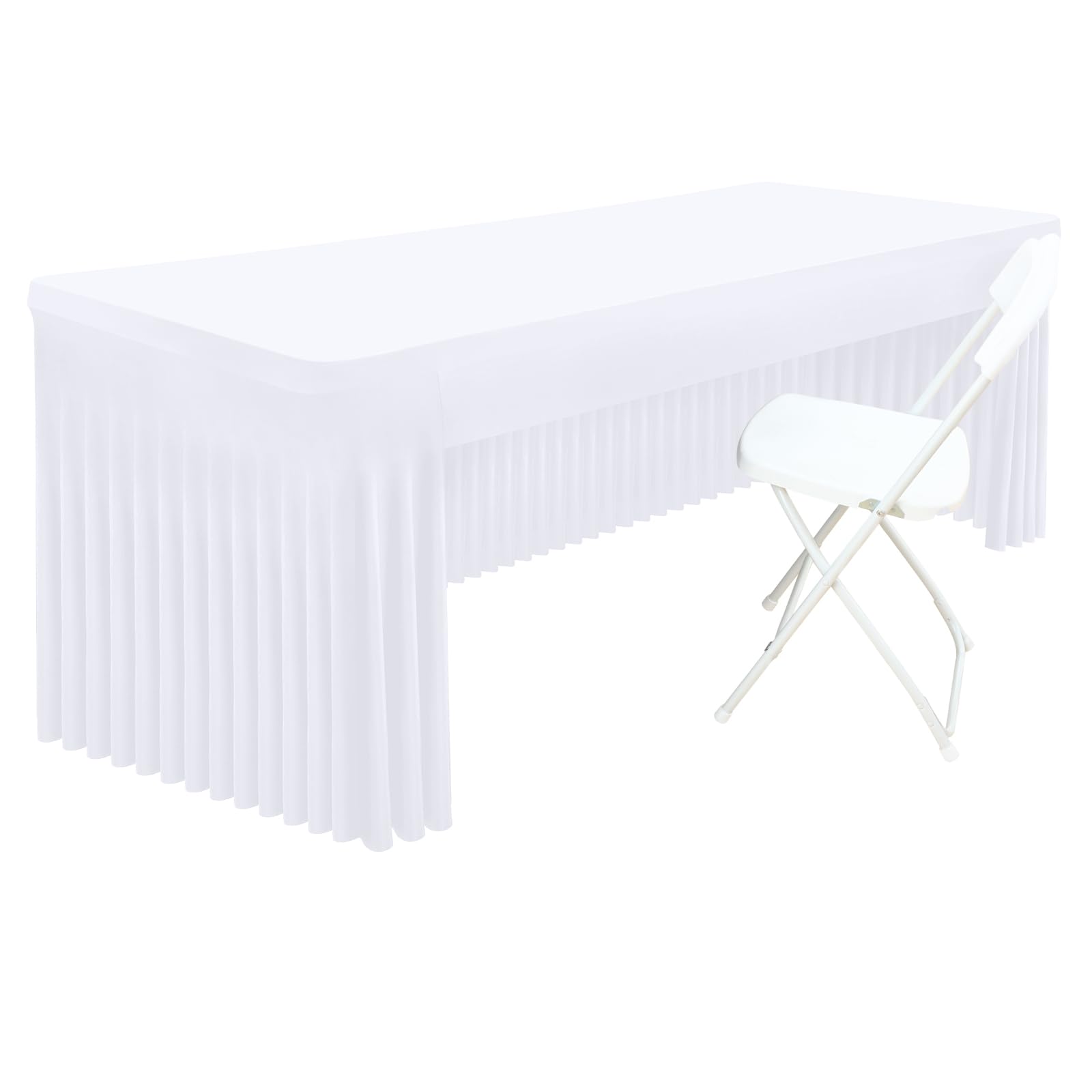Photo 1 of Smiry Spandex Tablecloth, White, 72" x 30" x 30"