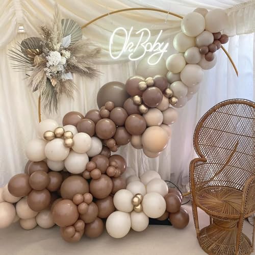 Image of Brown Gold Balloons, 55PCS Beige Metallic Gold Confetti Fall Party Balloons